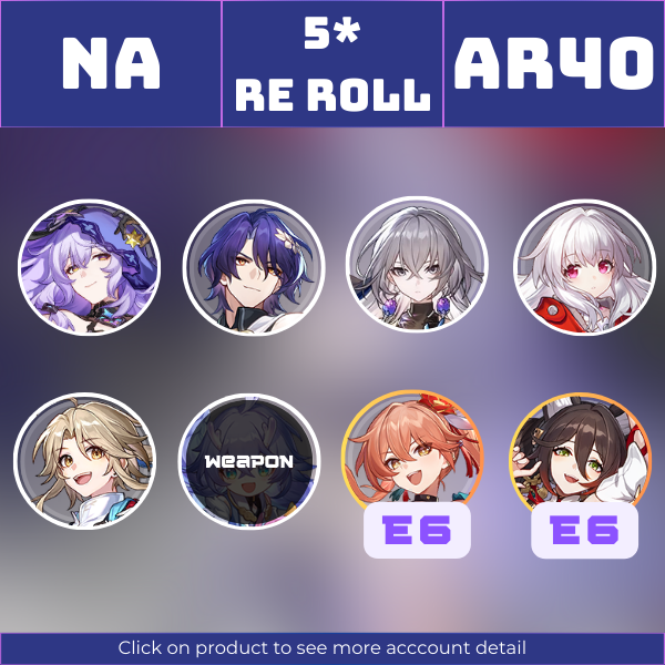 NA|TL40|Black Swan, Dr. Ratio, Bronya, Clara, Yanqing, GuinaifenE6, TingyunE6|Time Waits for No One||Instant delivery [RR1154]