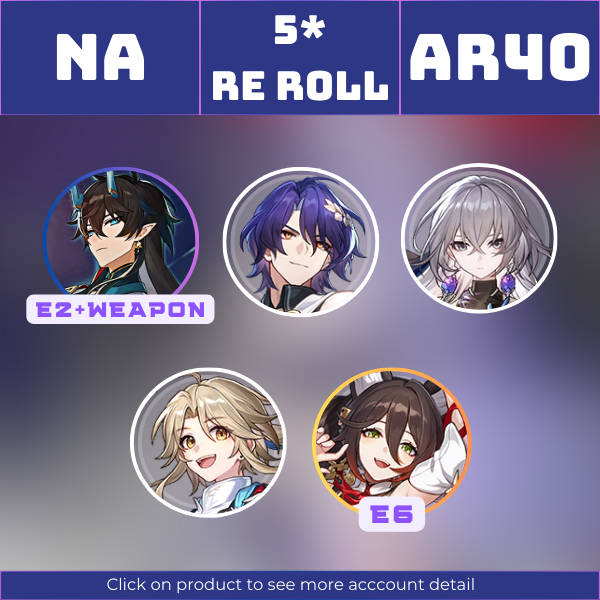NA|TL40|Dan Heng IL E2, Dr. Ratio, Bronya, Yanqing, TingyunE6|Brighter Than the Sun||Instant delivery [RR1180]