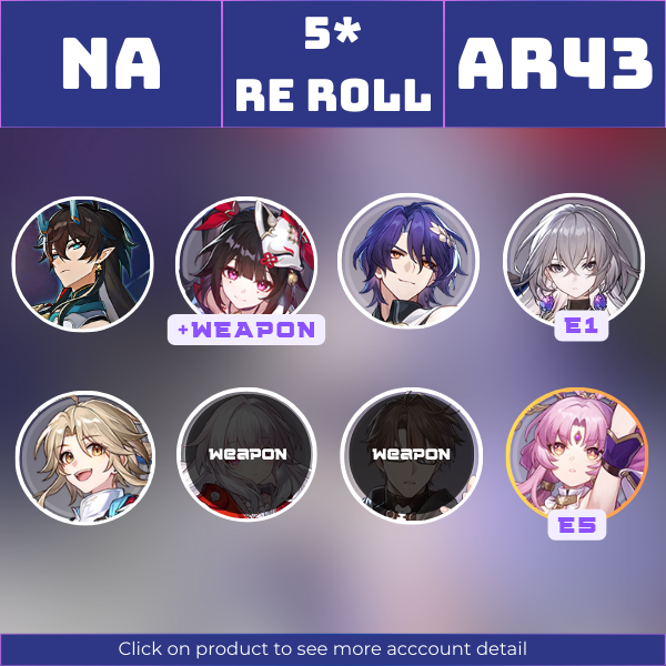 NA|TL43|Dan Heng IL, Sparkle, Dr. Ratio, BronyaE1, Yanqing, QingqueE5|Earthly Escapade||Instant delivery [RR1252]